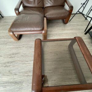 Rosenthal Studioline Set Hombre Burkhard Vogtherr 70er Jahre - 2er Couch, Pouf, Glas-Couchtisch und verschließbare Rollkomode