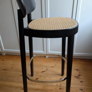 2 x Thonet 118 HT Barhocker in Schwarz mit Geflecht
