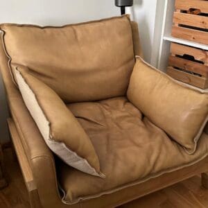 Woodnest Sessel aus massivem Eichenholz und Leder Cheyenne