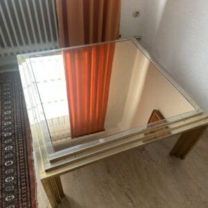 Messing Couchtisch mit Spiegelplatte 70er Jahre