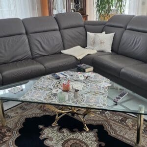 MONDO Ecksofa 323 x 263 cm FLOW Lederbezug Schlammbraun