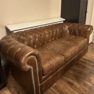 Teilen Gestepptes Sofa 3-Sitzer Braun Leder gebraucht Maisons du Monde (202x93x75cm)