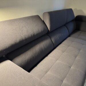 Sofa Couch mit elektrischer Vergrößerungsfunktion in Grau-blau