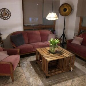 Vintage Sofa Kirschbaum, samt, Federkern