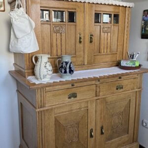 Antiker Küchenbuffet-Schrank / Anrichte aus Eiche, Jugendstil um 1920