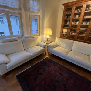 2× Ledersofa Erpo Sitz.Kultur. (weiß, Echtleder)