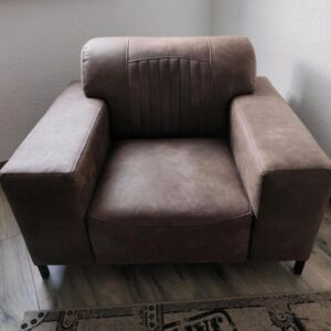 Echtleder Sessel 1-Sitzer Top Zustand Taupe Metallfüße braun