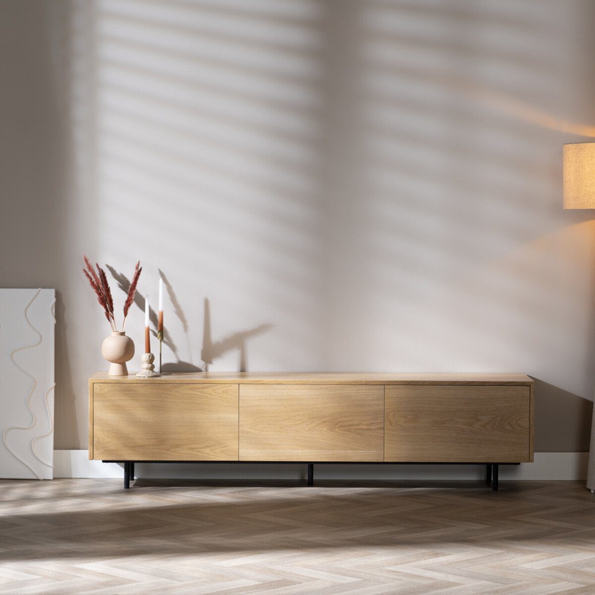 Neues Lowboard TV-Schrank TV-Board Eiche hell 180 cm