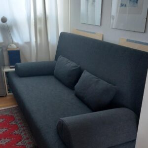 Modernes Schlafsofa in Dunkelblau/Grau – top gepflegt, 2,00 × 1,45 m Liegefläche + Bettkasten