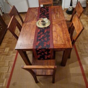 Ausziehbarer Tisch mit 6 Stuhlen aus Teak Holz