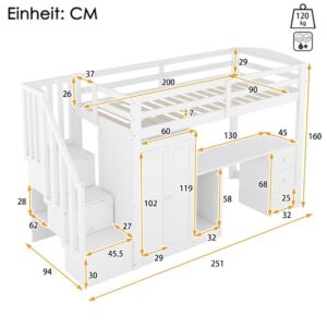 Hochbett Kombination aus Kleiderschrank bett und schreibtisch