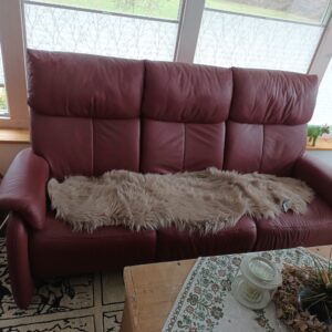 ROTES LEDERSOFA-SET (3-Sitzer+2-Sitzer)