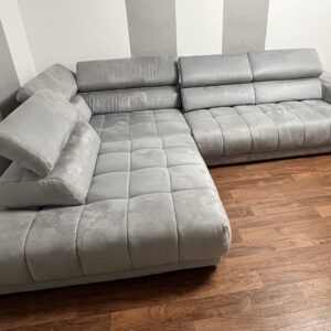 Große Wohnlandschaft grau Mikrofaser verstellbar