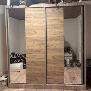 Schwebetürenschrank Kleiderschrank Schrank 203 cm Sonoma/Gold Craft mit zwei Spiegeln Multi 34