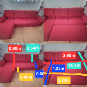 Polstergarnitur Volt TS 205 Orlando Rot mit Longchair & Schlaffunktion (Querschläfer)
