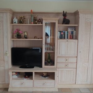 Wohnzimmer „Vienna“ komplett (4 Teile), Pinie massiv gekälkt und gebürstet