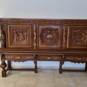 Antike Anrichte und Schrank mit Barfach aus Eiche