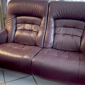 Wohnwelt Relax Sofa elektrisch verstellbar Leder Farbe Feige