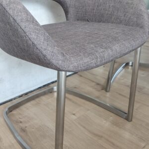 2x Moderne Polsterstühle grau meliert Edelstahl