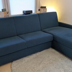 Eck-Schlafsofa, Petrol, Stoff, zusammengeklappt