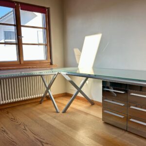 !!REDUZIERUNG!!: Designer-Glasschreibtisch (inkl. 2 Rollcontainer)
