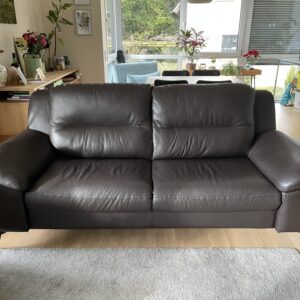 DREISITZER-SOFA Echtleder Braun