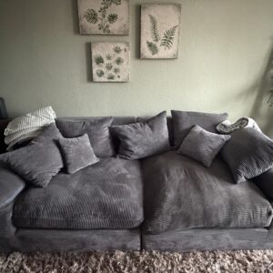 XXL Cord Sofa in grau