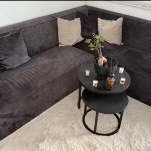 Eck Couch Sofa L Anthrazit Samt