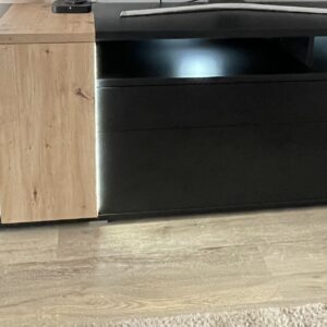 Moderne Wohnzimmermöbel Schwarz Eiche mit LED-Beleuchtung