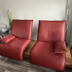 Koinor - Epos 3 (Plateau in Balkeneiche geölt) - Funktionselement 2-sitzig C - Spezialleder A-India chilli + Armteilkissen