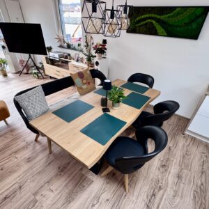 Essgruppe Hartmann Runa / Massivholz Eiche / Leder