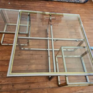 Couchtisch 70er Chrom Messing Glas z.T. lackiert Multilevel