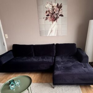 Samt Ecksofa Dunkelblau