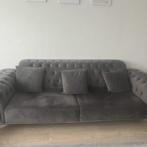 2x 3er Samtcouch in dunkelgrau