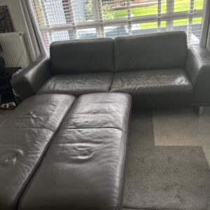 1x Willi Schillig Ledercouch und 2 x Hocker - montanaa Sofa / Canapé +