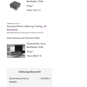Sofa und Hocker in grau