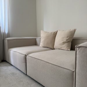 Westwing Lennon Sofa Set 2-teilig - Webstoff Leinen-Mix Beige